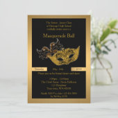 Prom Senior-Junior, zwart maskerade ballmasker Kaart (Staand voorkant)