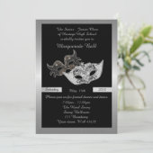 Prom Senior-Junior, zwart maskerade masker Kaart (Staand voorkant)