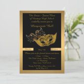 Prom Senior-Junior, zwart, maskerade maskerpauw Kaart (Staand voorkant)