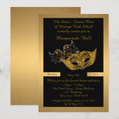 Prom Senior-Junior, zwart, maskerade maskerpauw Kaart (Voorkant / Achterkant)