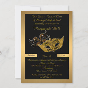 Prom Senior-Junior, zwart, maskerade maskerpauw Kaart