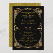 Prom-uitnodiging iedereen, Gatsby-stijl, glitter G Kaart (Voorkant / Achterkant)