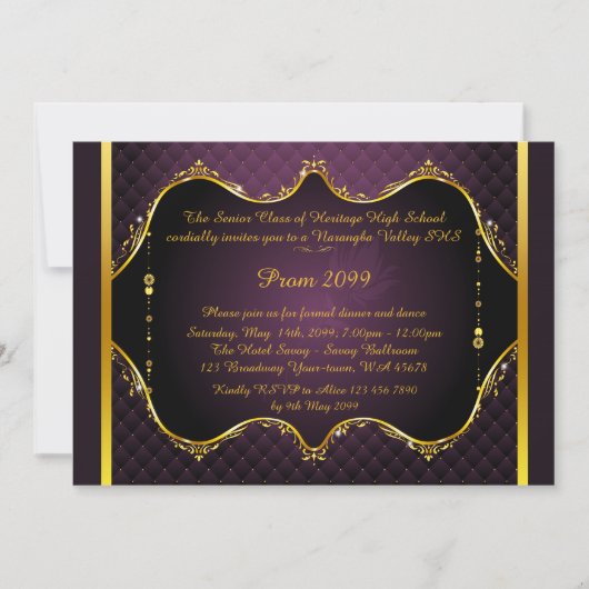 Prom-uitnodiging,Prom, Prom Senior,elegant, paars Kaart (Voorkant)