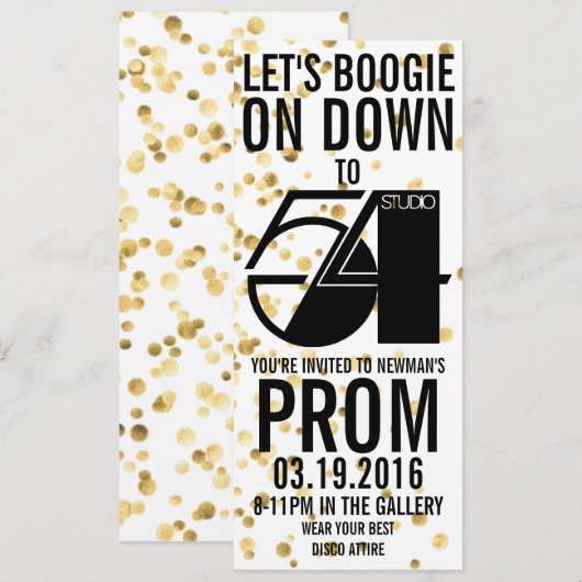 Prom-uitnodigingen van 2016 kaart (Voorkant / Achterkant)