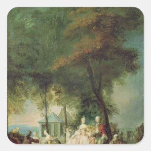 Promenade bij Longchamp, c.1760 Vierkante Sticker