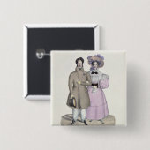 Promenade Bourgeoise Vierkante Button 5,1 Cm (Voorkant /achterkant)