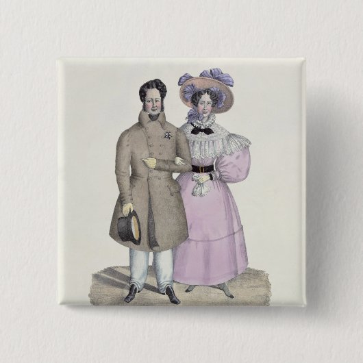 Promenade Bourgeoise Vierkante Button 5,1 Cm (Voorkant)