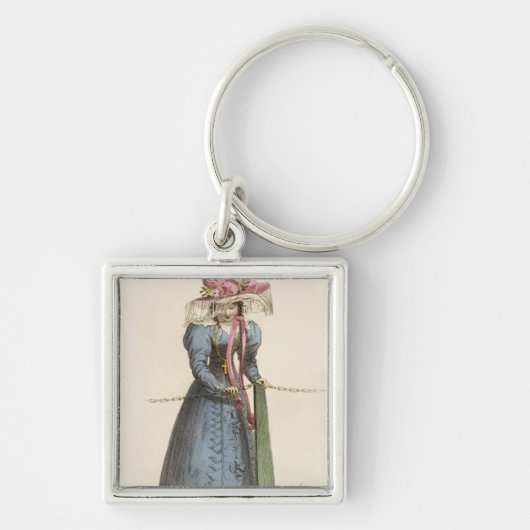 Promenade Dress, mode bord van Ackermann's Re Sleutelhanger (Voorkant)