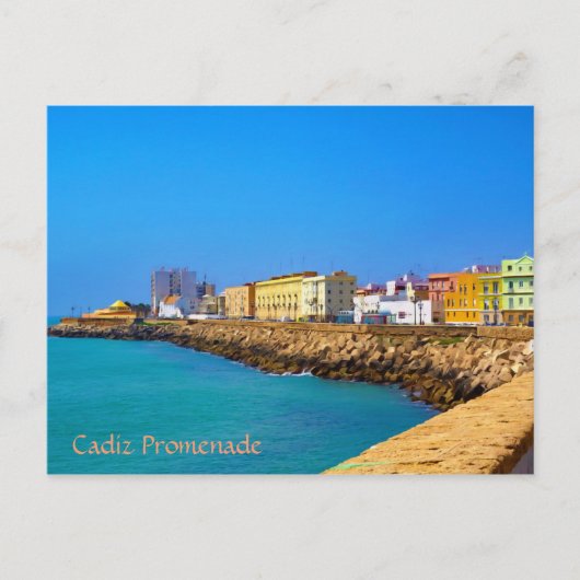 Promenade in Cadiz, (Geschilderd) Spanje Briefkaart (Voorkant)
