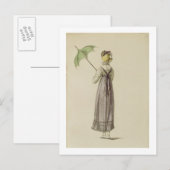 Promenade jurk, mode bord van Ackermann's Re Briefkaart (Voorkant / Achterkant)