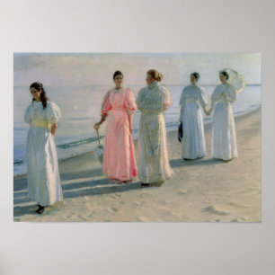 Promenade op het strand poster