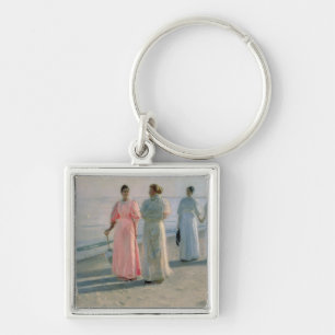 Promenade op het strand sleutelhanger