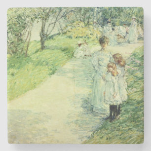 Promenaders in de tuin, 1898 stenen onderzetter