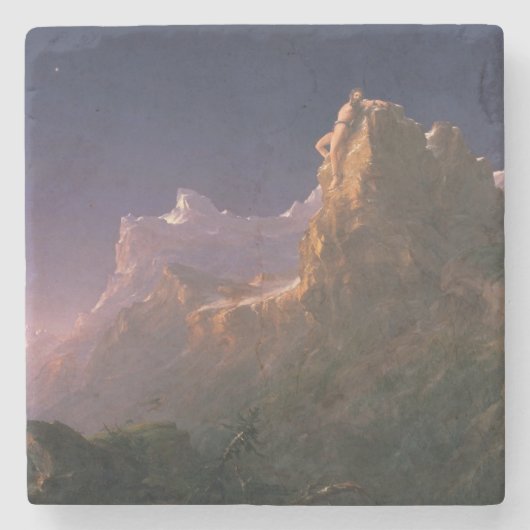 Prometheus gebonden (door Thomas Cole) Stenen Onderzetter (Voorkant)