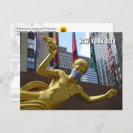 Prometheus met een gezichtsmasker - NYC-briefkaart Briefkaart