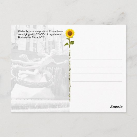 Prometheus met een gezichtsmasker - NYC-briefkaart Briefkaart (Achterkant)
