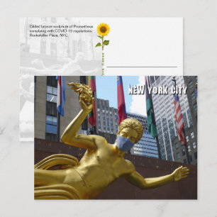 Prometheus met een mondkapje - NYC ansichtkaart Briefkaart