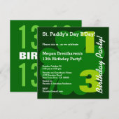 PROMO5 13e Teen ST PATRICK Birthday Shamrock Kaart (Voorkant / Achterkant)