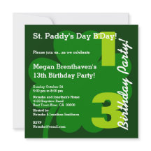 PROMO5 13e Teen ST PATRICK Birthday Shamrock
