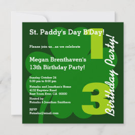 PROMO5 13e Teen ST PATRICK Birthday Shamrock Kaart