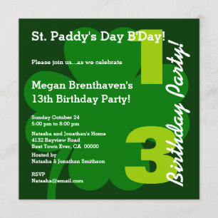 PROMO5 13e Teen ST PATRICK Birthday Shamrock Kaart