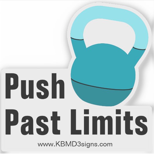 Promo Athlete Coach Kettlebell Push Past Limits Sticker (Voorkant)