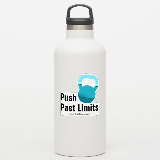 Promo Athlete Coach Kettlebell Push Past Limits Sticker (Waterfles)