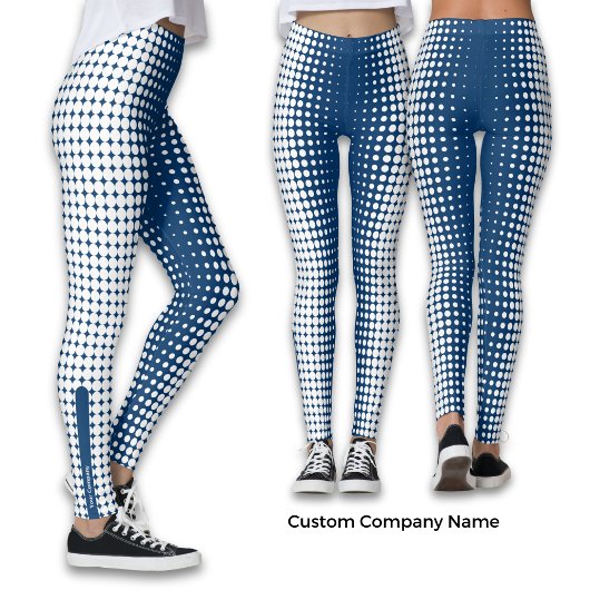 Promo Bedrijfsnaam Blauw & Wit Halftoonpatroon Leggings