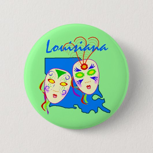 Promo-Buttonnen ~ State Louisiana Mardi Gras-maske Ronde Button 5,7 Cm (Voorkant)