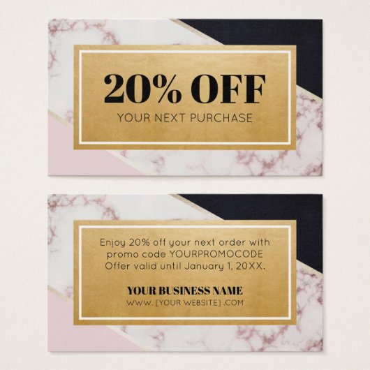 Promo Code Colour Block Coupon Discount Kaarten Visitekaartje (Voorkant /achterkant)