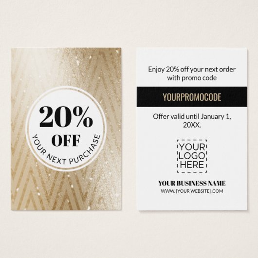 Promo-code Gold Chevron Patroondiskettingen Visitekaartje (Voorkant /achterkant)