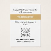 Promo-code Gold Faux Glitter Diskards Visitekaartje (Achterkant)