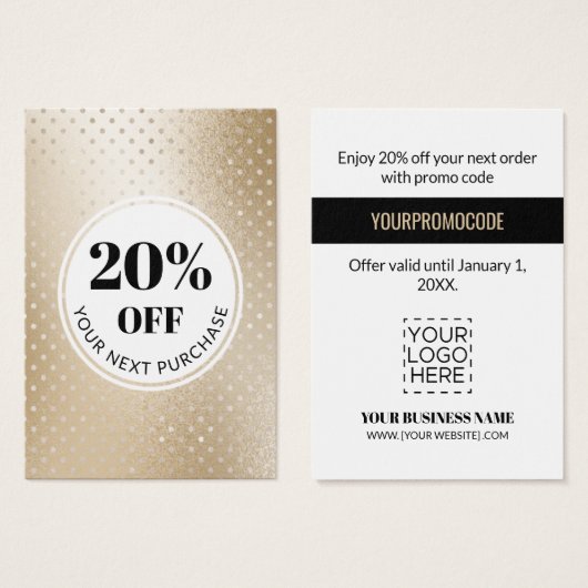 Promo Code Gold Polka Dot Discount Kaart (Voorkant /achterkant)