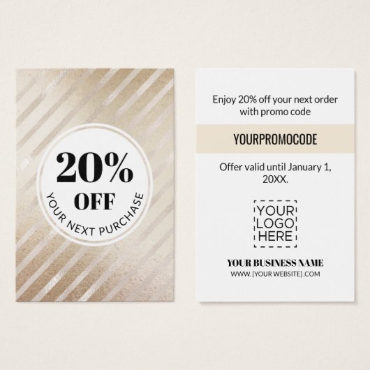 Promo-code Gold Stripes Disconteringskaarten Visitekaartje (Voorkant /achterkant)