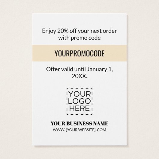 Promo Code Gold Tropische Glitter Discount Kaart (Achterkant)