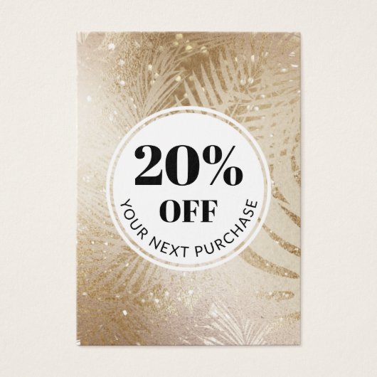 Promo Code Gold Tropische Glitter Discount Kaart (Voorkant)