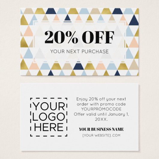 Promo Code Moderne geometrische disconteringskaart Visitekaartje (Voorkant /achterkant)