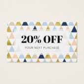 Promo Code Moderne geometrische disconteringskaart Visitekaartje (Voorkant)