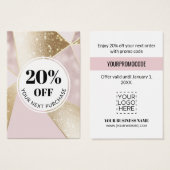 Promo Code roze Gold Geometric Discount Kaarten Visitekaartje (Voorkant /achterkant)
