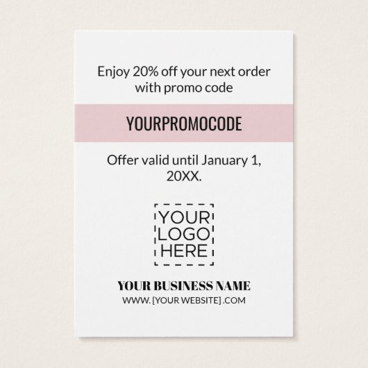 Promo Code roze Gold Geometric Discount Kaarten Visitekaartje (Achterkant)