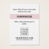 Promo Code roze marmer Geometric Discount Cards Visitekaartje (Achterkant)