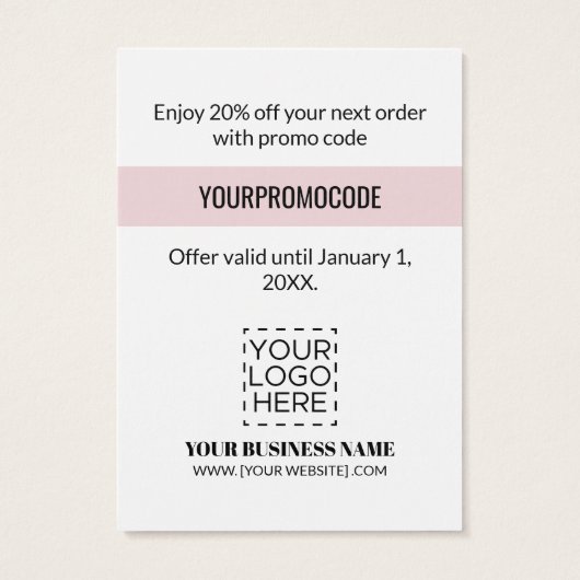 Promo Code roze marmer Geometric Discount Cards Visitekaartje (Achterkant)