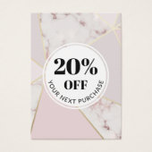 Promo Code roze marmer Geometric Discount Cards Visitekaartje (Voorkant)