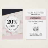 Promo Code Roze Zwarte Kleur Blok Kortingskaarten Visitekaartje (Voorkant /achterkant)