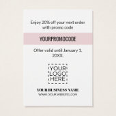 Promo Code Roze Zwarte Kleur Blok Kortingskaarten Visitekaartje (Achterkant)