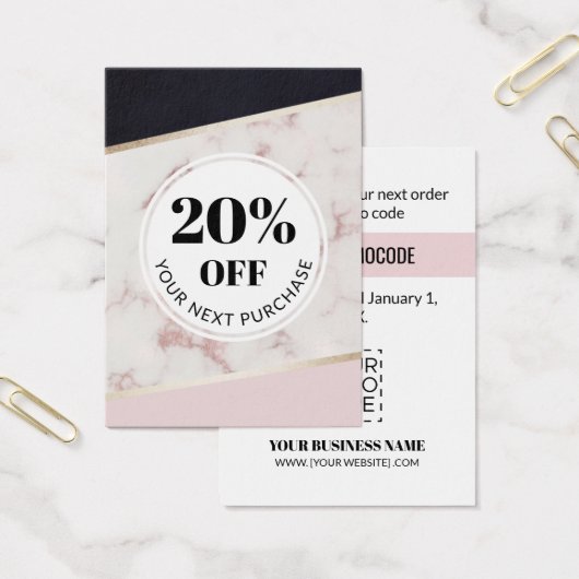 Promo Code Roze Zwarte Kleur Blok Kortingskaarten Visitekaartje (Kantoor)