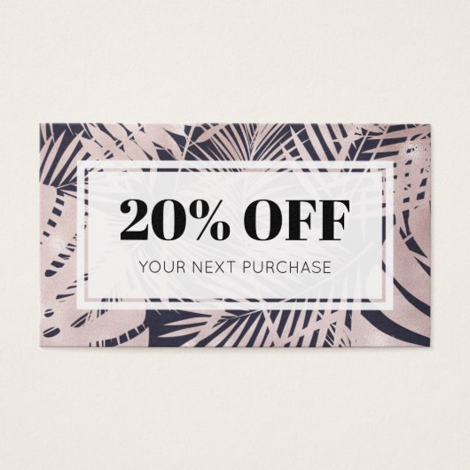 Promo Code Tropisch roze marineblauw Korting Kaart (Voorkant)