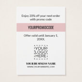 Promo Code Tropische marineblauw roze korting Kaar Visitekaartje (Achterkant)