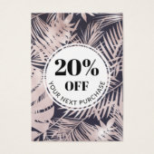 Promo Code Tropische marineblauw roze korting Kaar Visitekaartje (Voorkant)