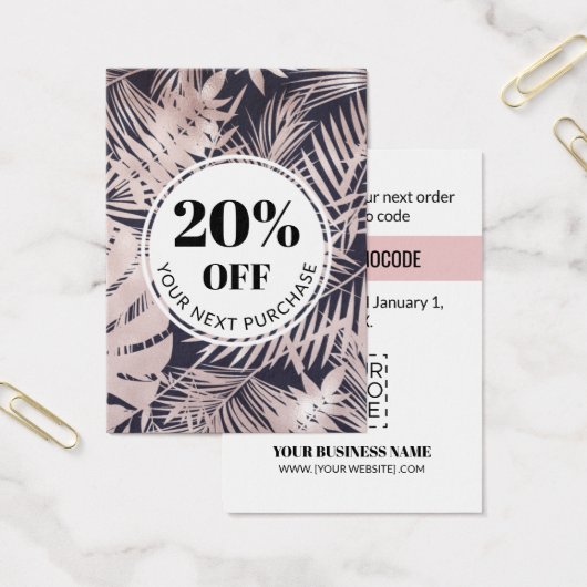 Promo Code Tropische marineblauw roze korting Kaar Visitekaartje (Kantoor)